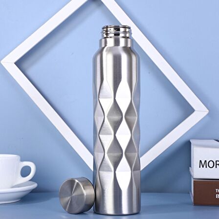 Çelik Gri 1000 ml Spor Matara Suluk cin338