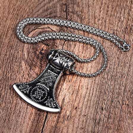 Chavin Vintage Nordic Viking Lun un Balta Çelik Kolye ep66