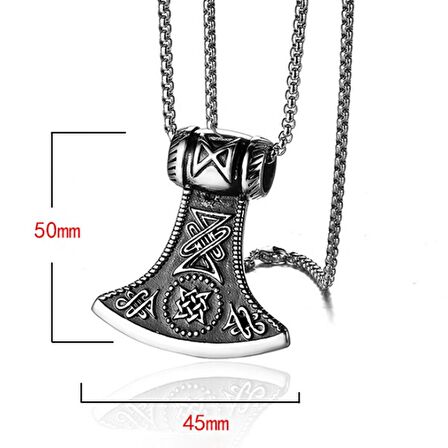 Chavin Vintage Nordic Viking Lun un Balta Çelik Kolye ep66