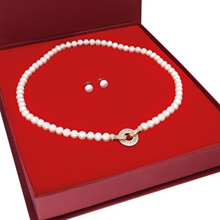 Chavin Doğal inci Kolye Küpe Özel Kutulu Set ep88sr