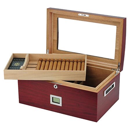 Falconetti 2 Katlı Dijital Camlı Humidor Puro Kutusu rc20