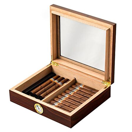 Falconetti Kahverengi Camlı Humidor Puro Kutusu rc06khv