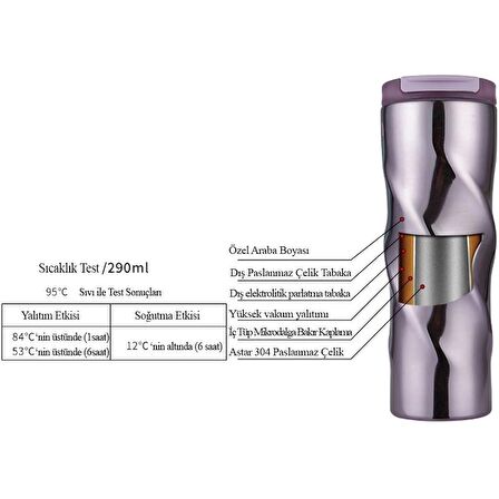 Komple 304 L Çelik Silver 6 oz 500 ml Kahve Termos Mug cin229slv