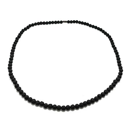 Chavin 7 mm. 60 cm. Siyah Lav Taşı Erkek Kolye dp65-7
