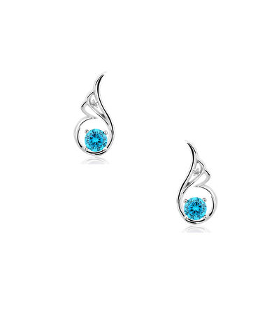 Chavin Topaz Melek Kanadı 0.02 carat Pırlanta Gümüş Küpe er22