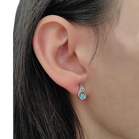 Chavin Topaz Melek Kanadı 0.02 carat Pırlanta Gümüş Küpe er22