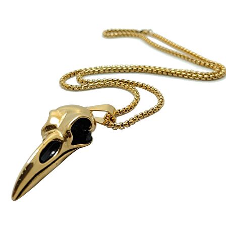 Chavin Gold Karga Kafasu Kuzgun İskelet Çelik Erkek Kolye er99sr