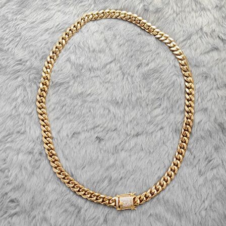 Chavin Taşlı Gold 60 cm. 10 mm. Erkek Bayan Çelik Zincir es50sr