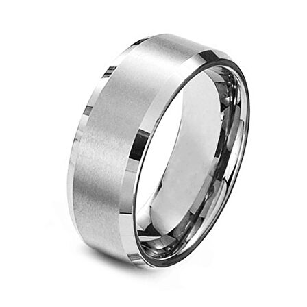 Chavin Orta Kısmı Mat 8 mm Gri Çelik Unisex Yüzük es82