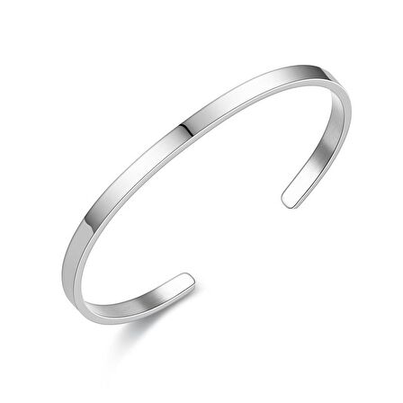 Chavin 4 mm. Gri ince Kelepçe Dizayn Çelik Erkek Bileklik et36by
