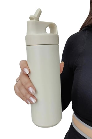304 L Çelik Krem 500 ml Pipetli Matara Sıcak Soğuk Suluk cin414by