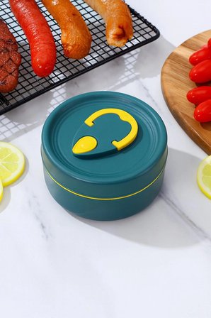 304 Çelik Mavi 430 ml Yemek Saklama Kabı Sefer Tası cin417mv