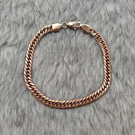 Chavin 6 mm. Rose Çelik Örgü Erkek Bileklik dn29rs