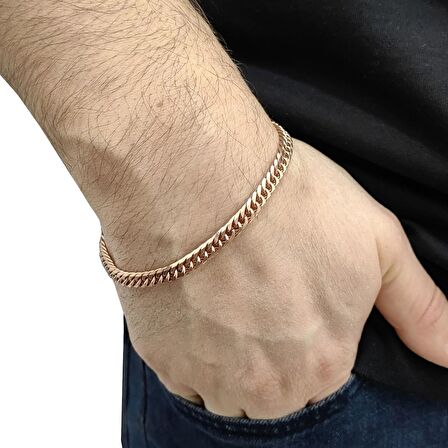 Chavin 6 mm. Rose Çelik Örgü Erkek Bileklik dn29rs