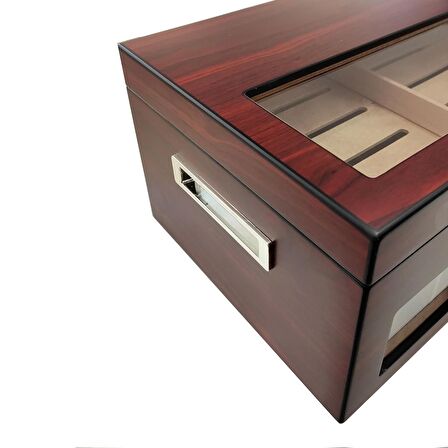 Falconetti Bordo 2 Katlı Camlı Dijital Humidor Puro Kutusu rc59kr