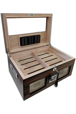 Kahverengi 2 Katlı Camlı Dijital Humidor Puro Kutusu rc59kh