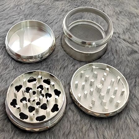 63 mm. Silver Pencereli Tütün Baharat Herbal Öğütücüsü Parçalayıcı rc80slv