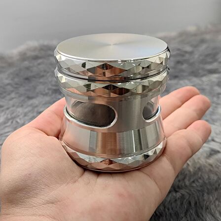 63 mm. Silver Pencereli Tütün Baharat Herbal Öğütücüsü Parçalayıcı rc80slv