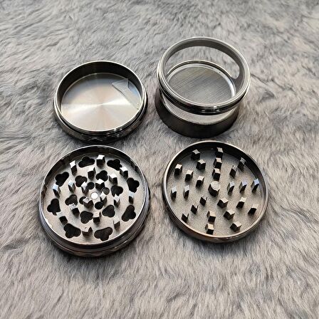 63 mm. Gri Pencereli Tütün Baharat Herbal Öğütücüsü Parçalayıcı rc80gr