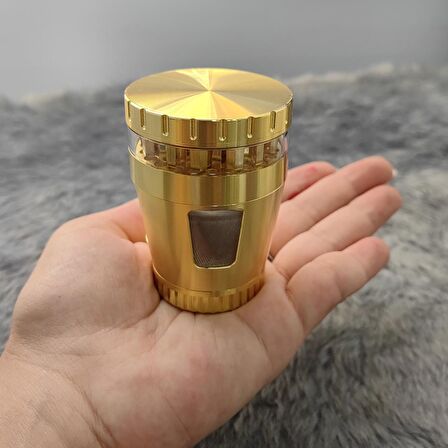 50 mm. Gold Pencereli Tütün Baharat Herbal Öğütücüsü Parçalayıcı rc82gld