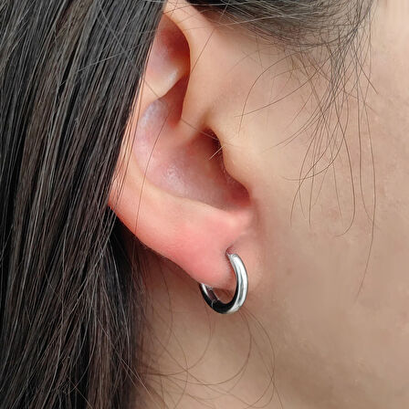 Chavin Çelik Gri 10 mm Tekli Küçük Unisex Halka Küpe et96by