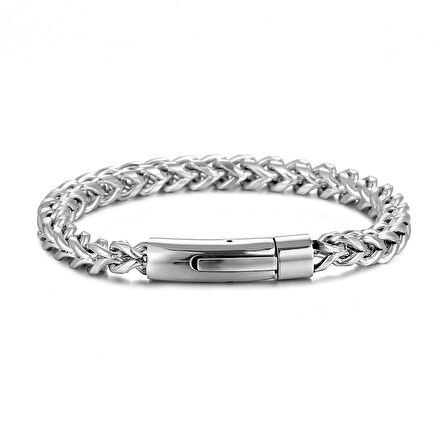 Chavin Zincir Model 6 mm. Gri Paslanmaz Çelik Erkek Bileklik eu03by