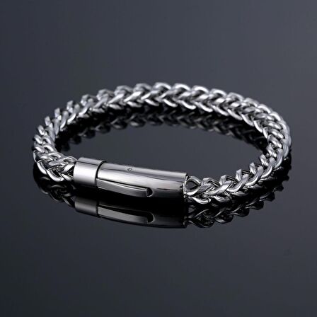 Chavin Zincir Model 6 mm. Gri Paslanmaz Çelik Erkek Bileklik eu03by