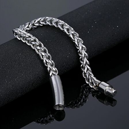 Chavin Zincir Model 6 mm. Gri Paslanmaz Çelik Erkek Bileklik eu03by