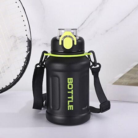 316 L Çelik Siyah 680 ml Askılı ve Pipetli Matara Suluk cin468sy