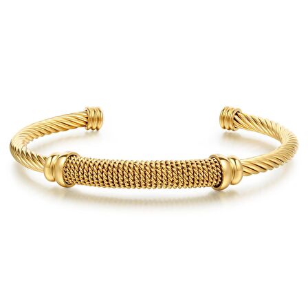 Chavin Gold Helezon Kelepçe Dizayn Çelik Kadın Bileklik eu24sr