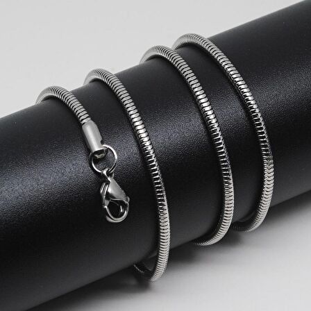 Chavin 3 mm. Gri Çelik Erkek Bileklik Zincir Takım eu35