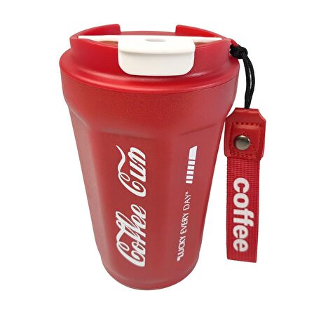 304 L Kırmızı Coffe Cup 420 ml Kahve El Termos Mug cin487kr