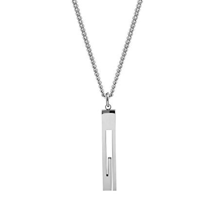 Chavin Gri Grek Desen 60 cm. Bar Çelik Bayan Erkek Kolye eu41by