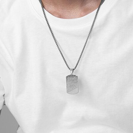 Chavin El işi Dövme Gri Dogtag Asker Künyesi Çelik Erkek Kolye eu52