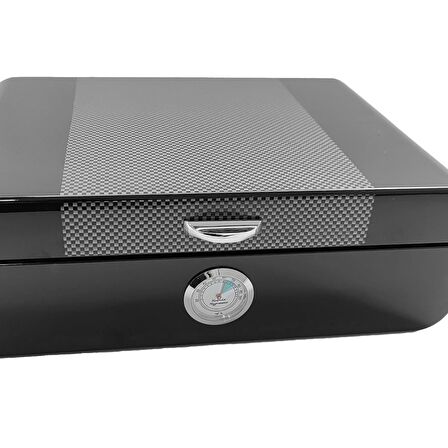 Falconetti Siyah Karbon Fiber Desen Humidor Puro Kutusu rc41kf