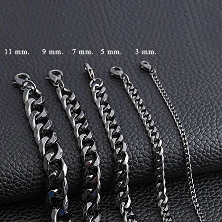 Chavin 5 mm. Black ice Siyah Çelik Erkek Bileklik eu94sy-5