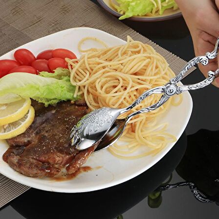 Çinko Alaşım 20 cm. Retro Salata Biftek Barbekü Ekmek Pasta Maşası cin629