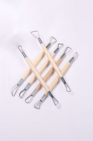 6 Parça Ebeşuar Seramik Kil Çömlek Heykel Ahşap Modelleme Oyma Seti cin658