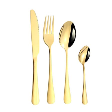 Çelik 24 Parça 6 Kişilik Gold Yemek Kaşık Çatal Bıçak Seti cin736sr