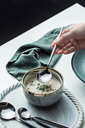 Çelik 30 Parça 6 Kişilik Gri Yemek Kaşık Çatal Bıçak Seti cin735by