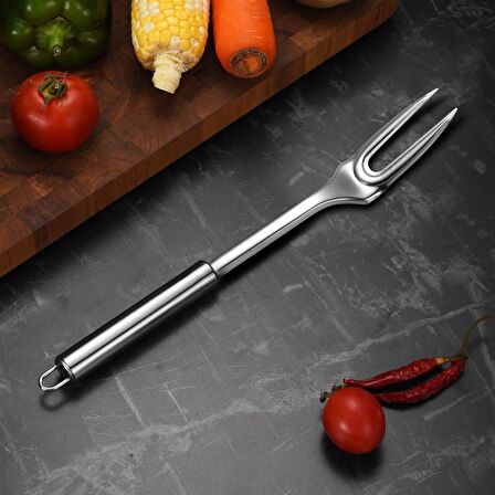 410 Çelik 30 cm. Silver Et Barbekü Servis Çatalı cin776