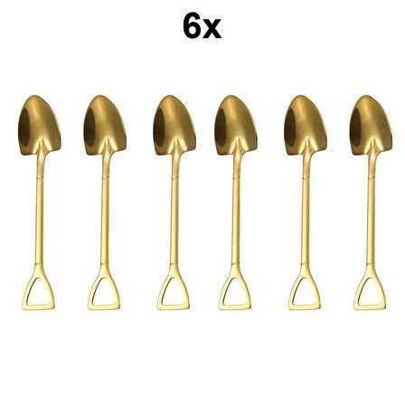 Çelik 6 Adet Düşük Kalite Gold Kürek Tatlı Meyve ve Dondurma Kaşığı cin754sr-6