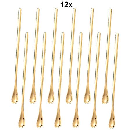 304 Çelik 12 Adet 19 cm Kokteyl Kahve Latte Karıştırma Barmen Kaşığı cin758sr-12