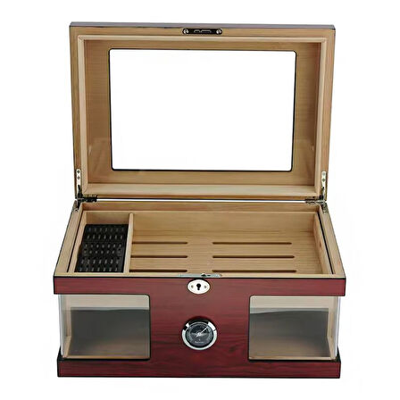 Falconetti İtalyan Sediri 2 Katlı Camlı Özel Humidor Puro Kutusu rd27kr