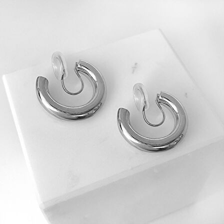 Chavin Gri Bijuteri Deliksiz Kulaklar için Geçirmeli Sıkıştırma Küpe ev16by