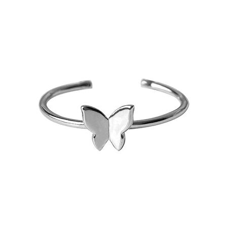 Chavin 2 mm. Alloy Ayarlanabilir Gri Kelebek Kadın Yüzük eu31
