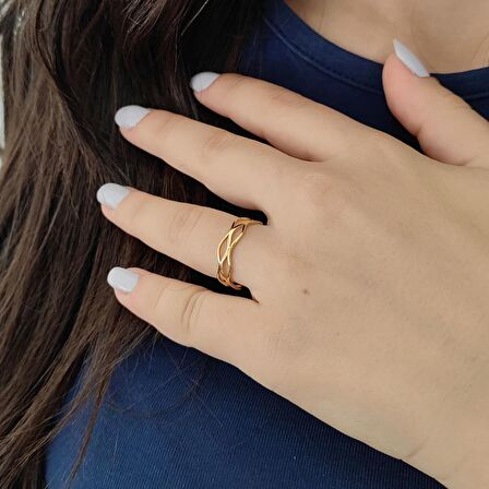 Chavin Çelik Gold Sarmal Model Kadın Yüzük ev29sr
