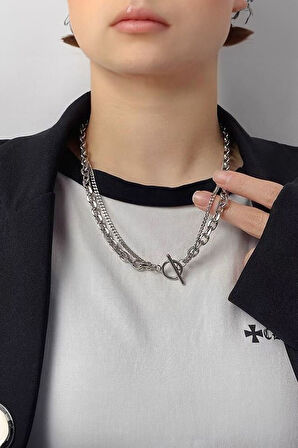 Chavin 60 cm İki Kat Hip Hop Stil Unisex Geçirmeli Zincir Kolye ev56