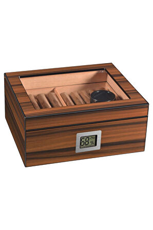Falconetti Kahverengi iki Katlı Camlı Dijital Humidor Puro Kutusu rd05x