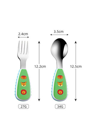 Paslanmaz Çelik Bebek Çocuk Kaşık ve Çatal Set cin957